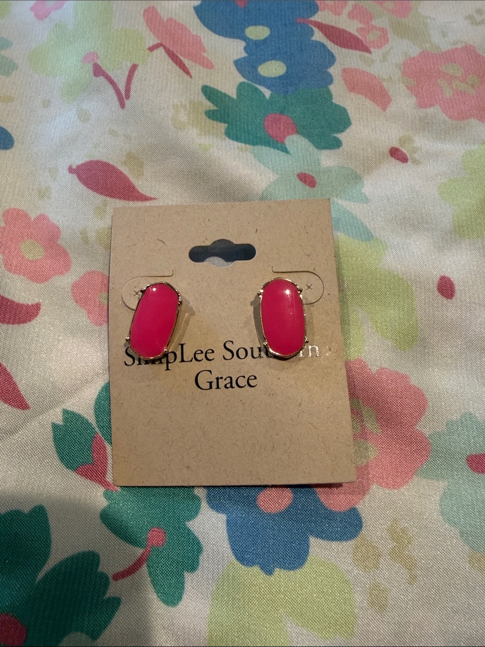 Southern Grace Pink Oval Earrings